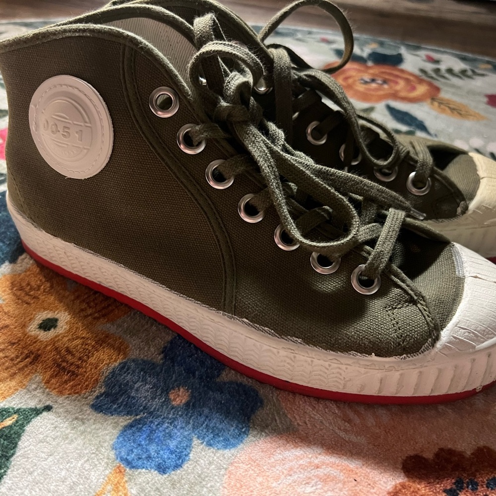 RARE Cebo Green Canvas Mid-Top Sneakers